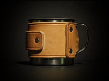 Load image into Gallery viewer, Tin Campfire Mug w/ Leather Wrap - “Coffee”