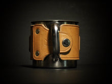 Load image into Gallery viewer, Tin Campfire Mug w/ Leather Wrap - “Coffee”